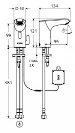 Schell Xeris E - Elektroniczna bateria umywalkowa, zasilana bateryjnie, chrom 012960699 - obrazek 2